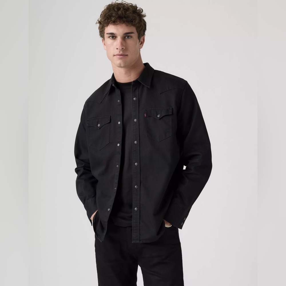 Levi’s Classic Western Standard Fit Shirt Black Denim Shacket Size Large